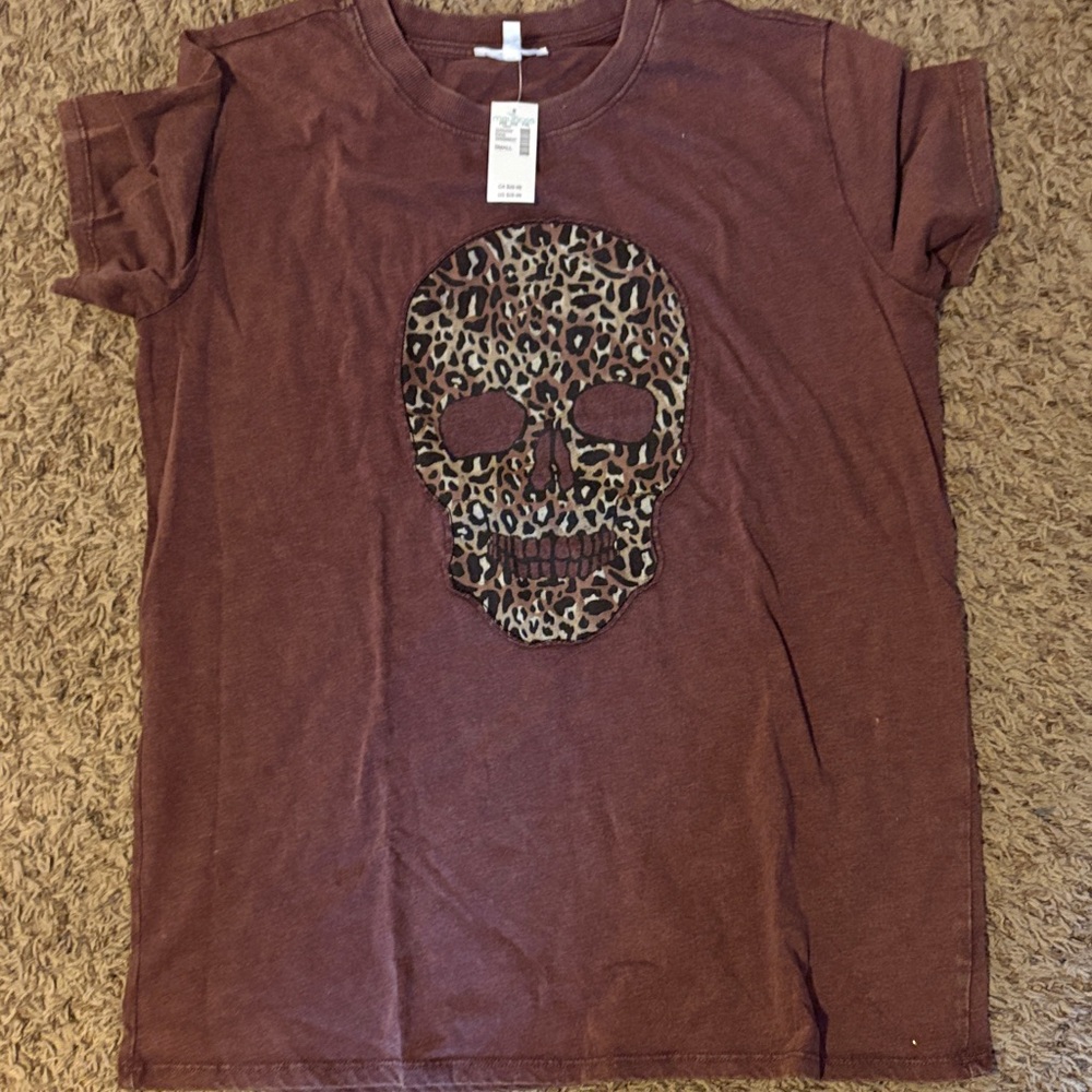 Burgundy Leopard Skull oversized T-Shirt